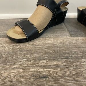 Clarks Black Wedge Sandals for Women